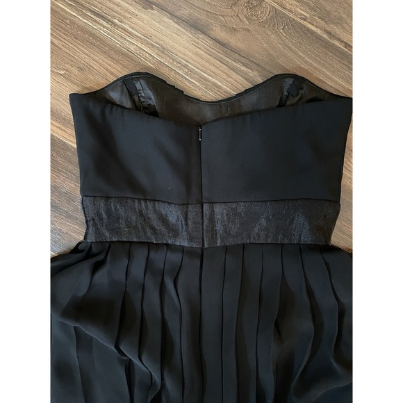 WHITE HOUSE BLACK MARKET SZ 0 BLACK PLEATED STRAPLESS COCKTAIL DRESS BUBBLE HEM - Picture 8 of 13